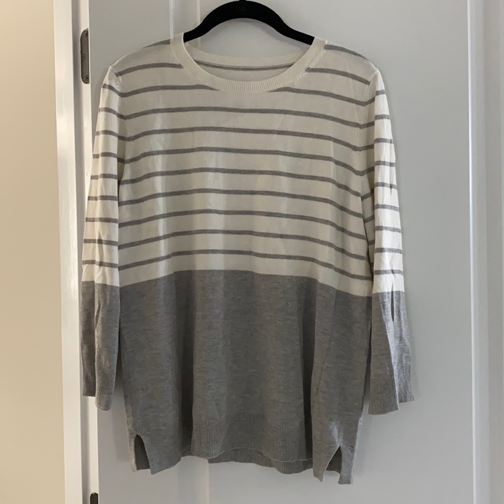 Grey and cream striped sweater